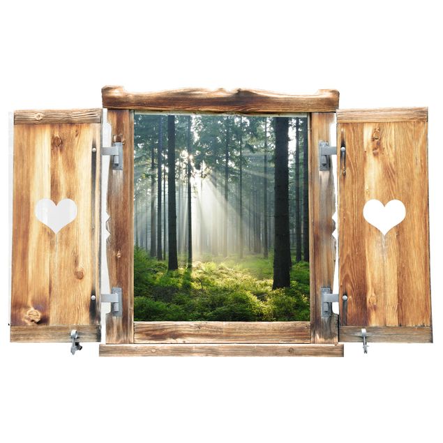 Wandtattoo Natur Fenster mit Herz Enlightened Forest