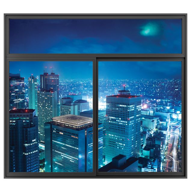 Wandsticker Fenster Schwarz Die Atmosphäre Tokios