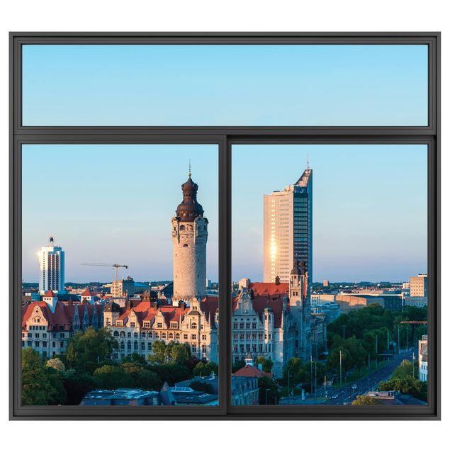 Wandtattoo Fenster Schwarz Leipzig Skyline