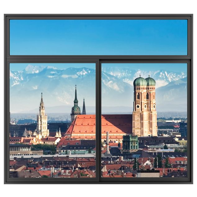 Wandtattoo Städte Fenster Schwarz München