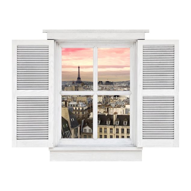 Wandaufkleber Flügelfenster Paris hautnah