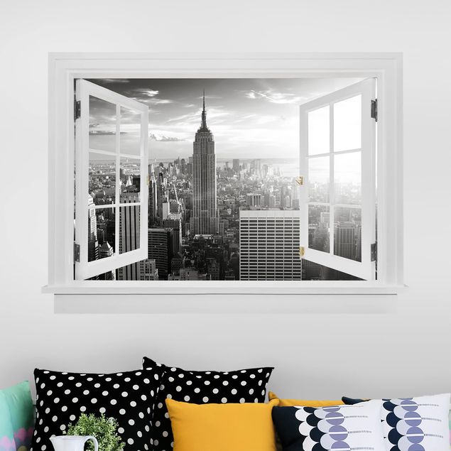 Wandtattoo 3D Offenes Fenster Manhattan Skyline