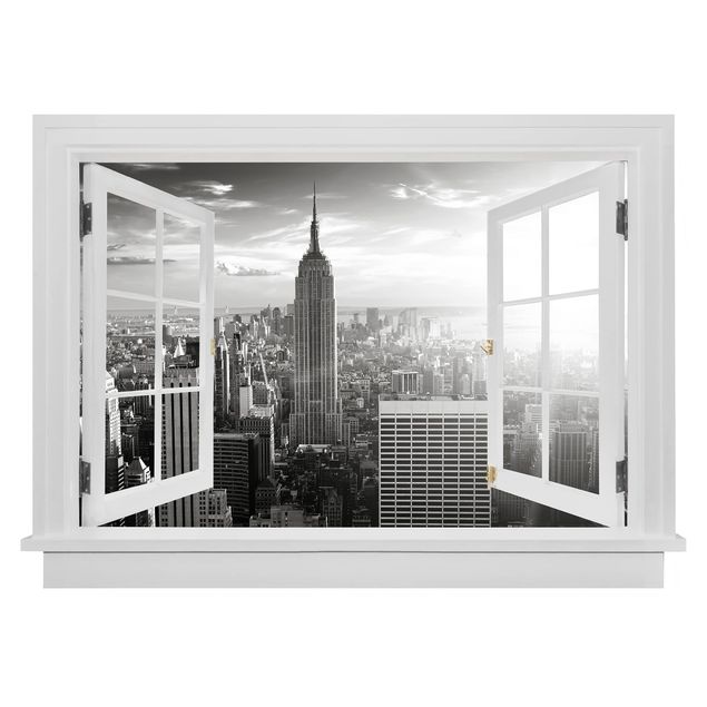 Wandsticker Offenes Fenster Manhattan Skyline