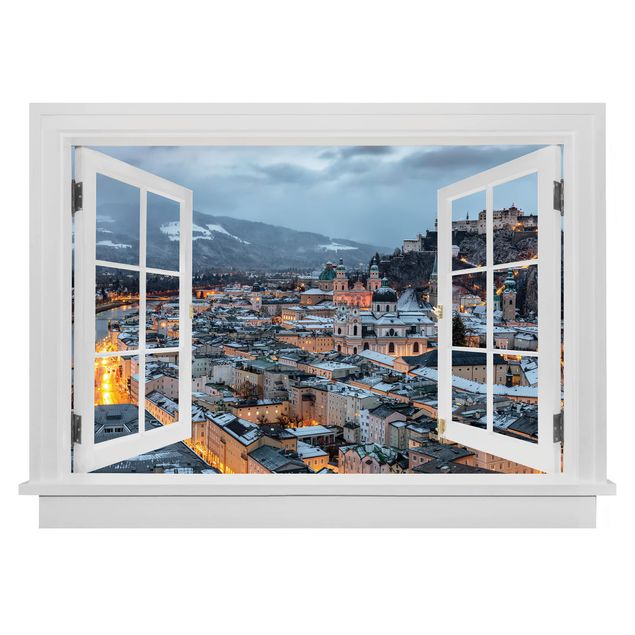 Wandtattoo Offenes Fenster Verschneites Salzburg