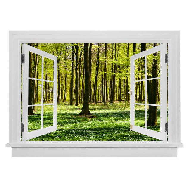 Wandtattoo Natur Offenes Fenster Waldwiese
