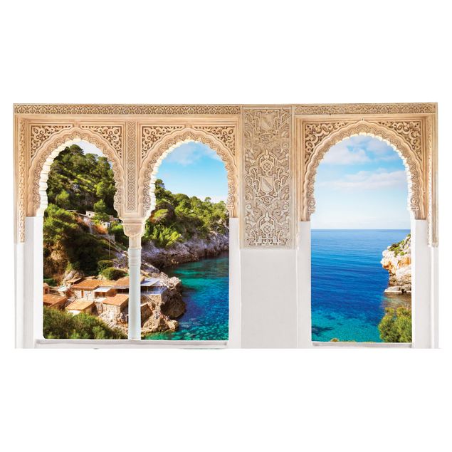 Wandtattoo Verzierte Fenster Cala de Deia in Mallorca