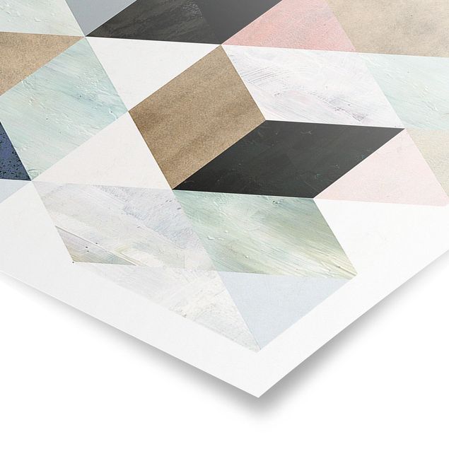 Poster bestellen Aquarell-Mosaik mit Dreiecken I