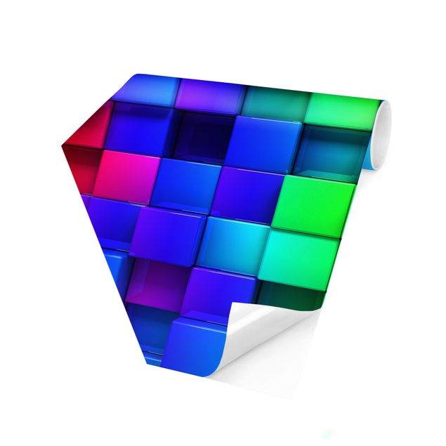 Hexagon Mustertapete selbstklebend - 3D Würfel