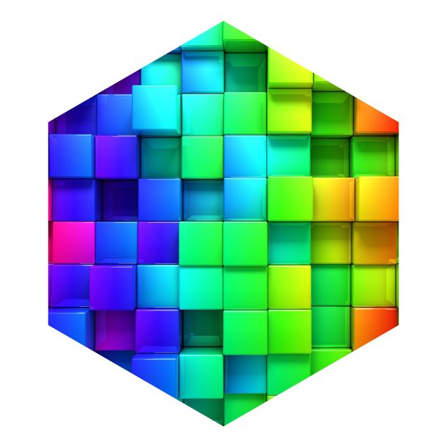 Hexagon Mustertapete selbstklebend - 3D Würfel