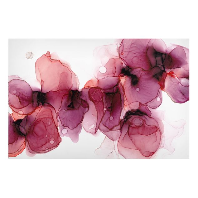 Magnettafel - Wilde Blüten in Violett und Gold - Hochformat 3:2
