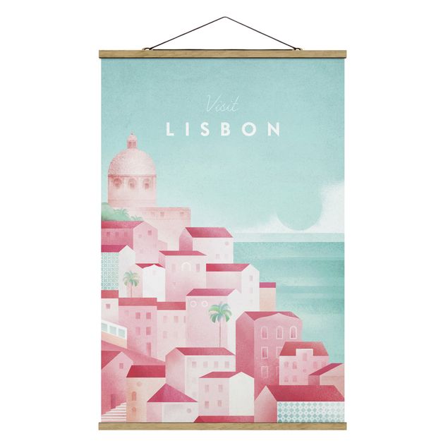 Stoffbild mit Posterleisten - Reiseposter - Lissabon - Hochformat 2:3
