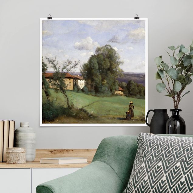 Landschaft Poster kaufen Jean-Baptiste Camille Corot - Ein Bauernhof