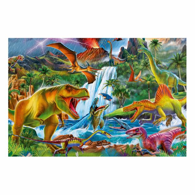 Magnettafel - Dinosaurier im Urzeitgewitter - Hochformat 3:2