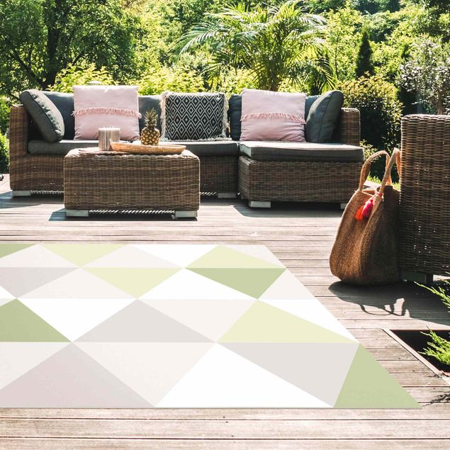 Teppich Outdoor Geometrisches Muster gekippte Dreiecke Grün