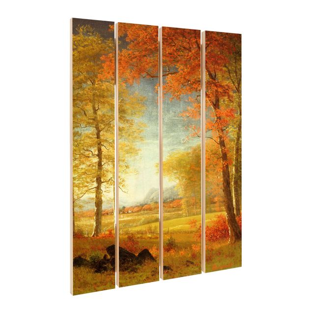 Holzbild - Albert Bierstadt - Herbst in Oneida County, New York - Hochformat 3:2