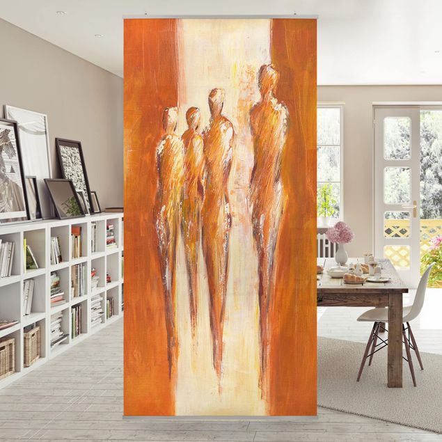 Abstrakte Bilder Petra Schüßler - Vier Figuren in Orange 02