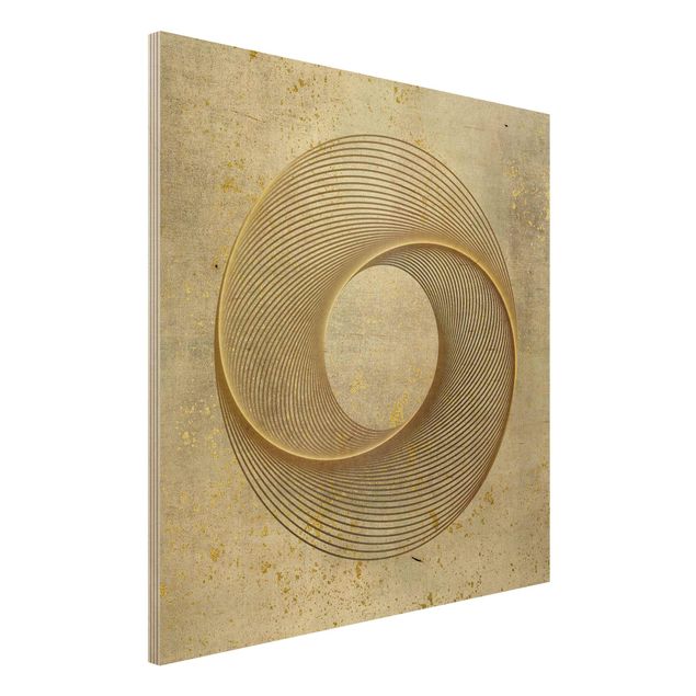 Holzbilder Muster Line Art Kreisspirale Gold