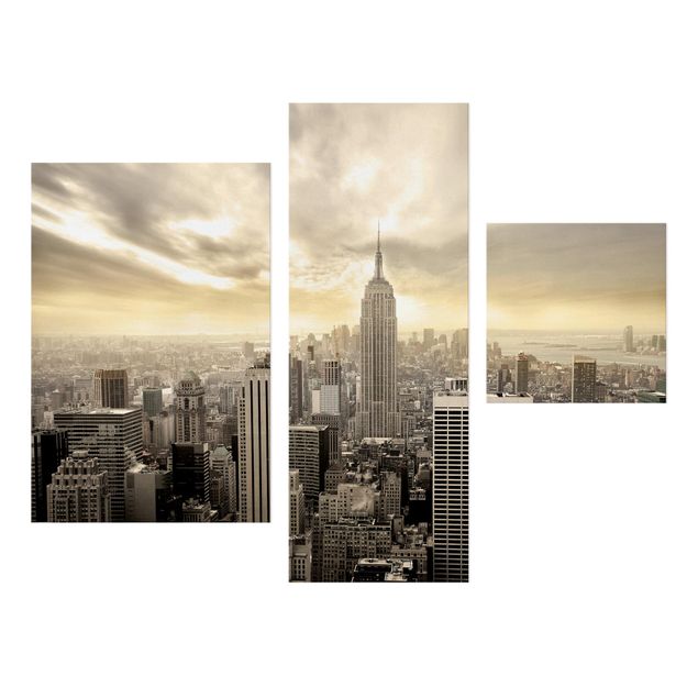Leinwandbild 3-teilig - Manhattan Dawn - Collage 1