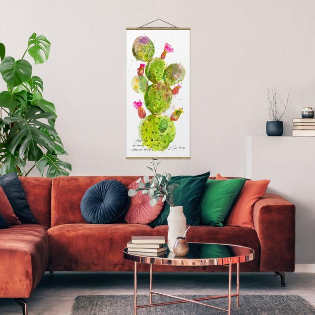Stoffbild mit Posterleisten - Kaktus mit Bibelvers III - Hochformat 1:2