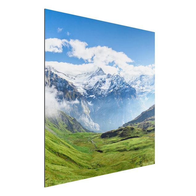 Alu-Dibond - Schweizer Alpenpanorama - Quadrat