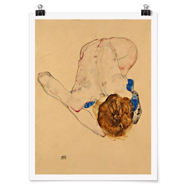 Poster bestellen Egon Schiele - Nach vorne gebeugter Akt