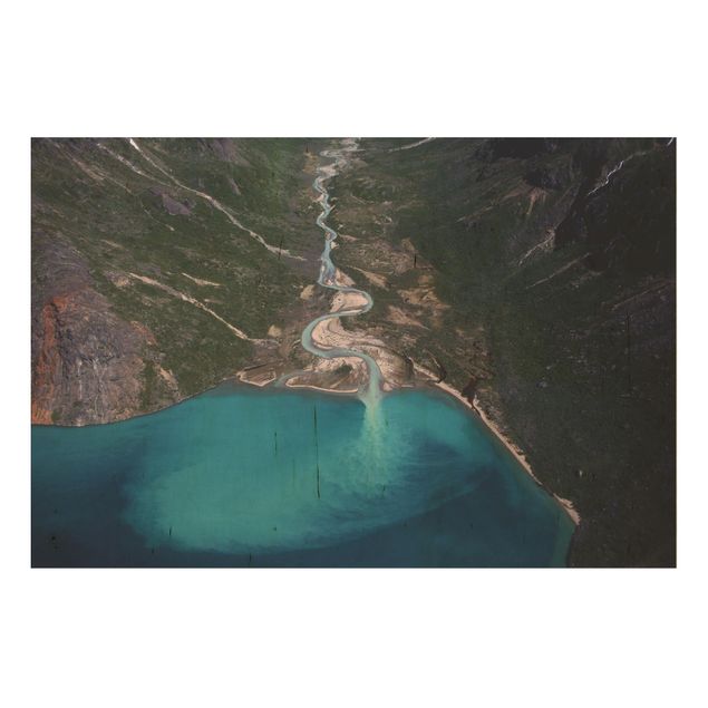 Holzbilder Natur Fluss in Grönland