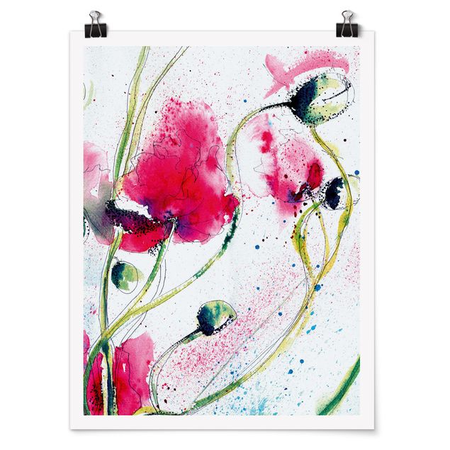 Moderne Poster Painted Poppies