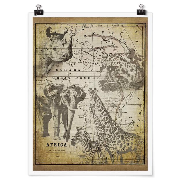 schöne Bilder Vintage Collage - Africa Wildlife
