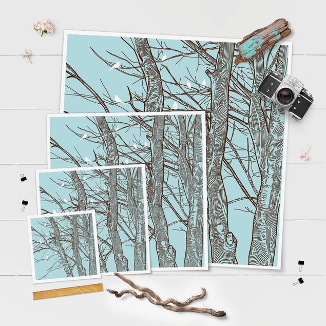 Poster - Winterbäume - Quadrat 1:1