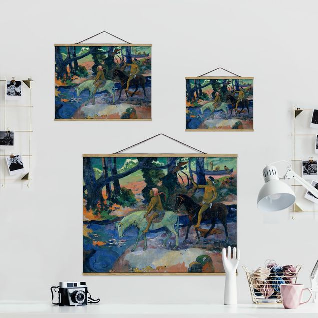 Stoffbild mit Posterleisten - Paul Gauguin - Die Flucht - Querformat 4:3