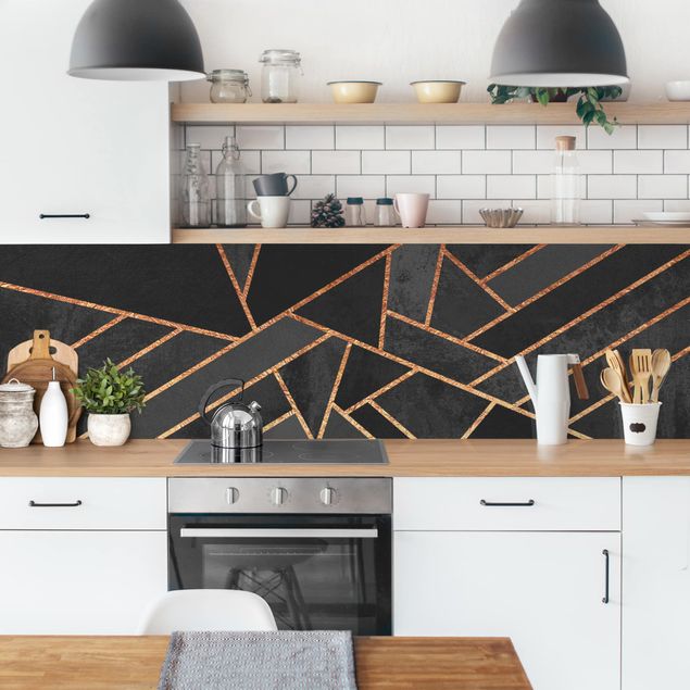 Küchenrückwand - Schwarze Dreiecke Gold