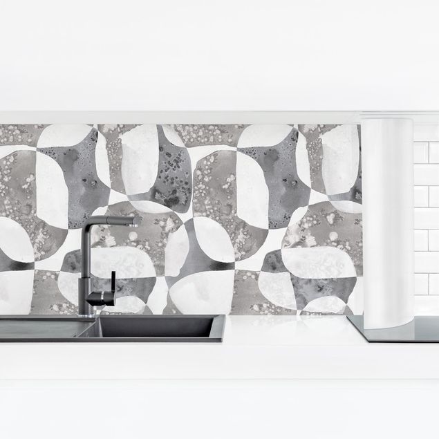 Spritzschutz Küche ohne bohren Lebende Steine Muster in Grau