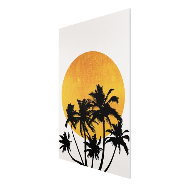 Bilder auf Hartschaumplatte Palmen vor goldener Sonne