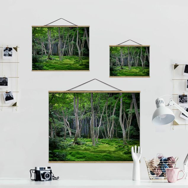 Stoffbild mit Posterleisten - Japanischer Wald - Querformat 4:3
