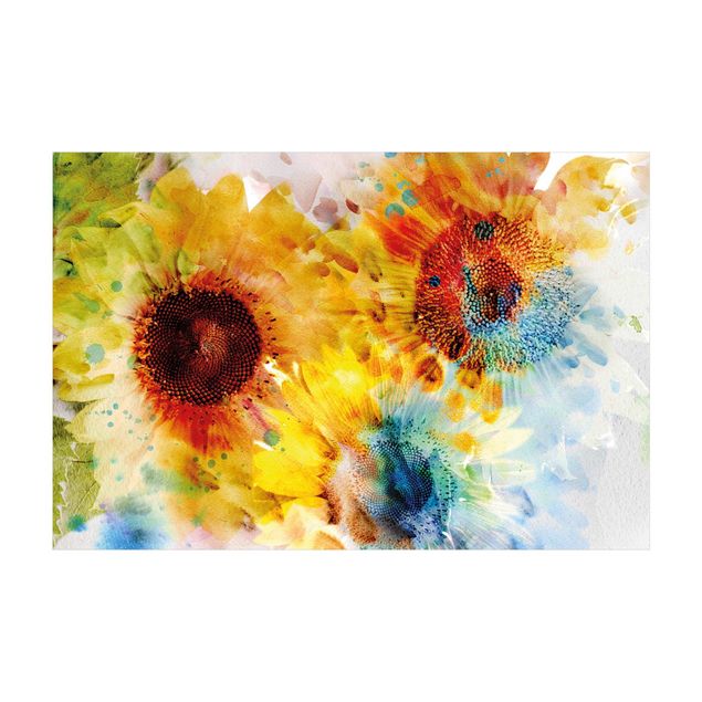 Teppich orange Watercolor Sunflower
