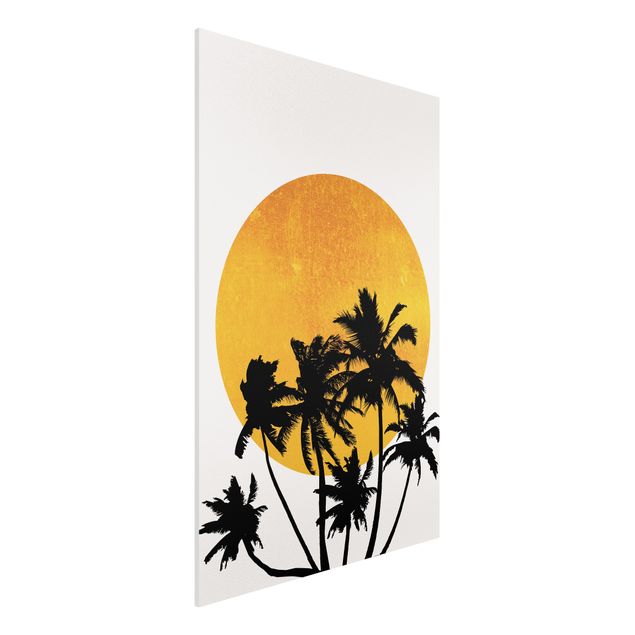 Kubistika Prints Palmen vor goldener Sonne