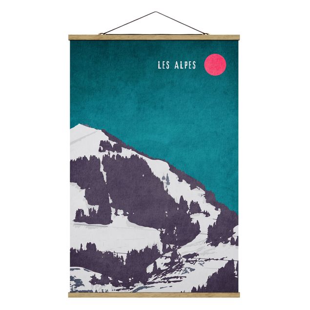 Stoffbild mit Posterleisten - Alpen Retro - Hochformat 2:3