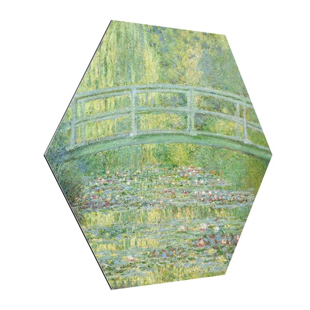 Hexagon Bild Alu-Dibond - Claude Monet - Japanische Brücke