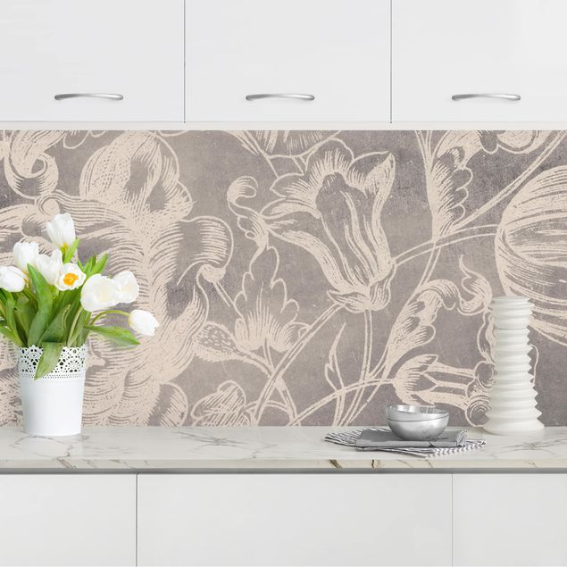 Platte Küchenrückwand Verblühtes Blumenornament I