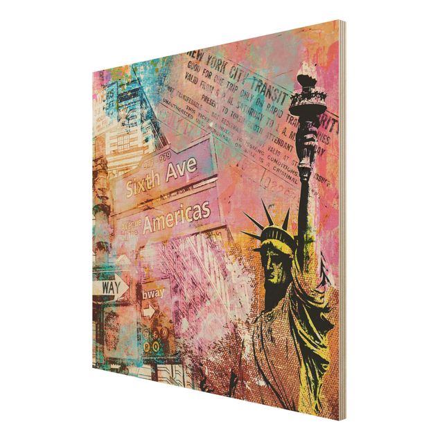 Holzbilder Sixth Avenue New York Collage