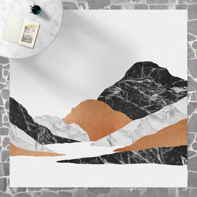 Vinyl-Teppich - Landschaft in Marmor und Kupfer II - Quadrat 1:1