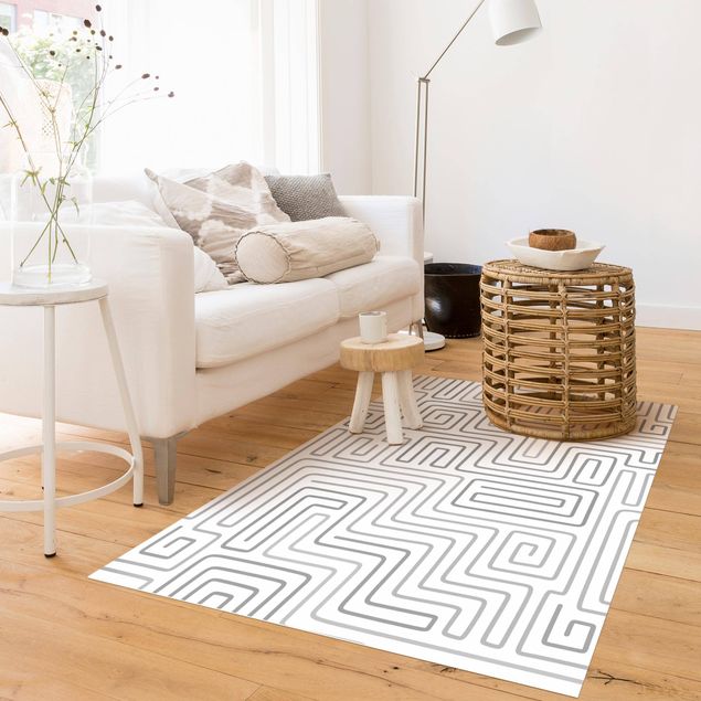 Moderner Teppich Labyrinth Muster in Grau