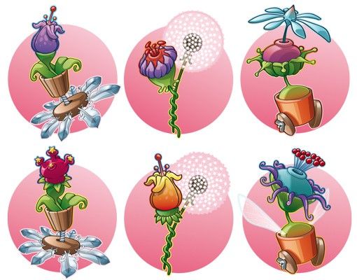 Wandaufkleber Fliegender Bauernhof Blumenband in Rosa