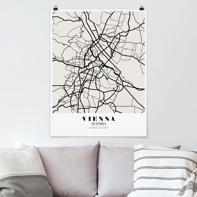 XXL Poster Stadtplan Vienna - Klassik
