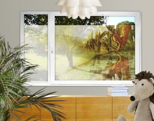 Fensterfolie gestreift Einhörnchen Spiegelbild