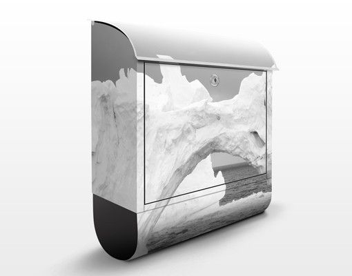 Briefkasten mit Zeitungsfach - Antarktischer Eisberg II - Hausbriefkasten Grau