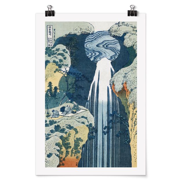 Poster - Katsushika Hokusai - Der Wasserfall von Amida - Hochformat 3:2