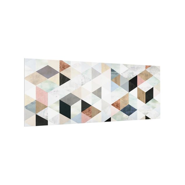 Spritzschutz Muster Aquarell-Mosaik mit Dreiecken I