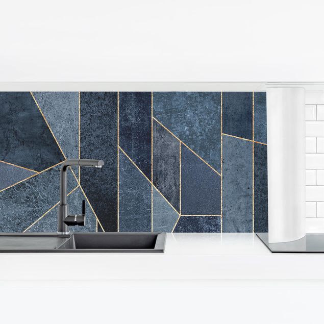 Küchenrückwand selbstklebend Blaue Geometrie Aquarell