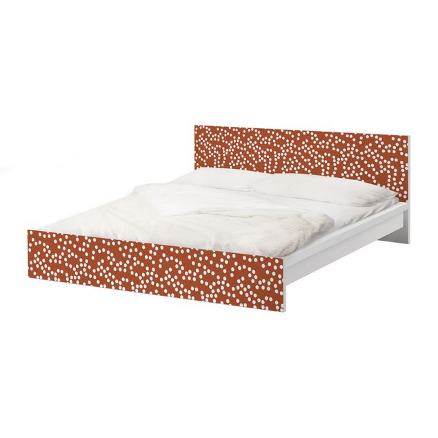 Möbelfolie für IKEA Malm Bett niedrig 180x200cm - Klebefolie Aborigine Punktmuster Braun